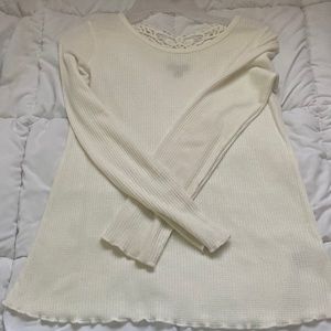 long sleeve waffle print with lace detailings